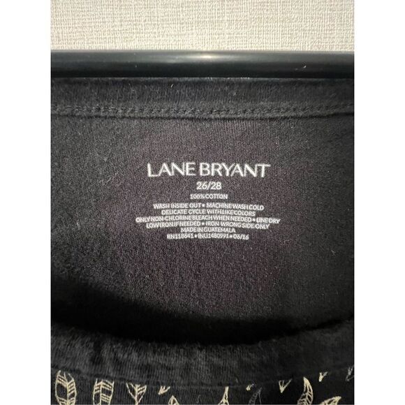 Lane Bryant Black Long Sleeve Shirt With Metallic Feather Pattern - Picture 3 of 4